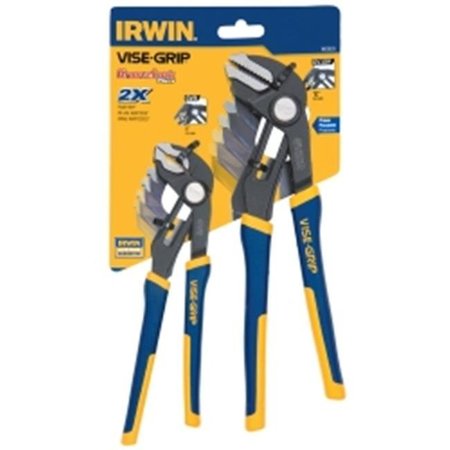 IRWIN Vise Grip VGP1802533 2 Piece GrooveLock 8 in. V-Jaw and 10 in. Straight Jaw Pliers Set VGP1802533